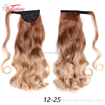 Hot sell  Easy To Wear Many Different Color OmbreS ynthetic Wrap Around Magic Paste Ponytail